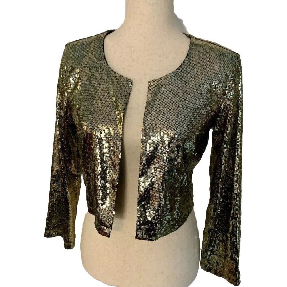 NWT Size S PJK Patterson J Kincaid Gold Winslow Sequin Jacket Stretch